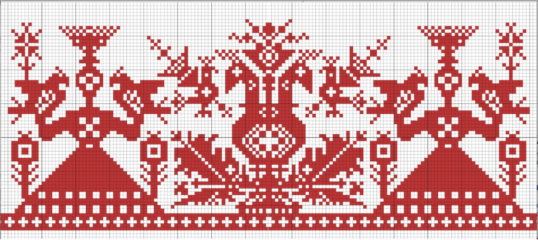 Two-headed Falcon-Firebird is the stylized depiction of Mother-Ruler holding two Falcons in her both hands.